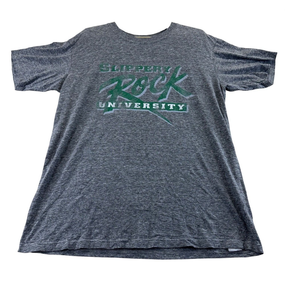 Unbranded T-Shirt Mens L Gray Slippery Rock University Graphic Tri-Blend Tee